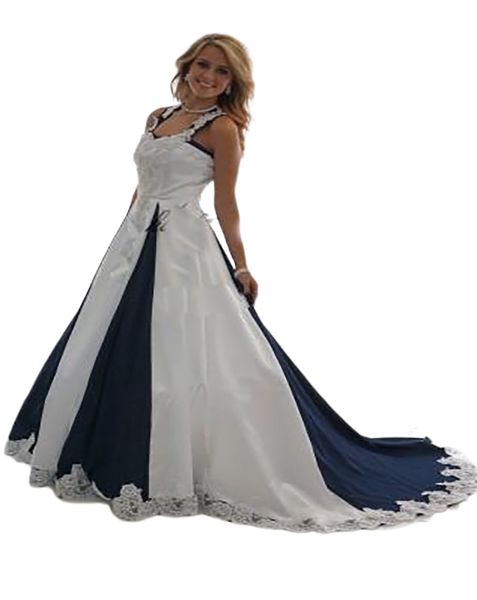 Abiti da sposa vintage country blu navy e bianchi 2022 Abiti da cowgirl occidentali con lacci in pizzo con lacci Plus Size Abito da sposa291w