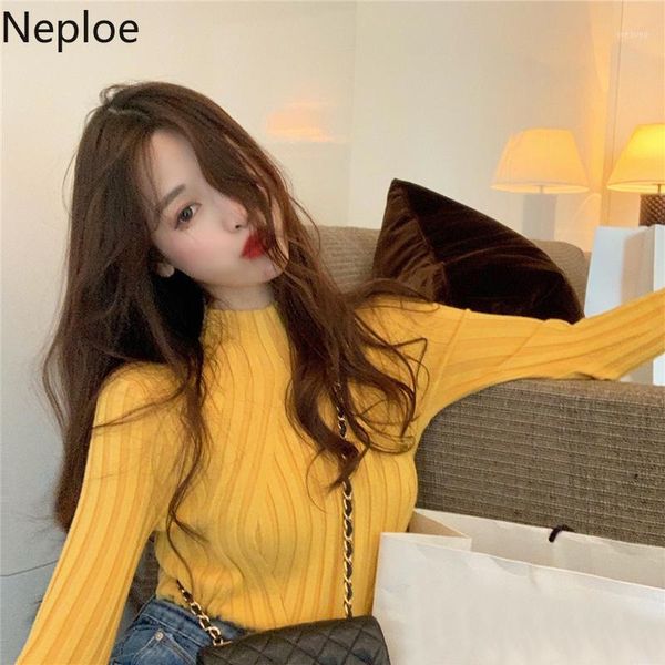

neploe autumn winter half high neck pullover sweater women slim fit bottom knit jumper candy color pull femme sueter 481151, White;black
