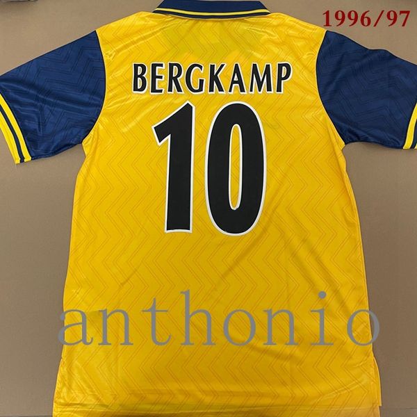 

1996/97 retro soccer jerseys star wright 8 adams 6 vieira henry martin keown bergkamp 10 home away football shirts de classic futbol jersey, Black;yellow