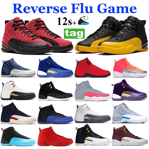 

new jumpman 12 12s black dark concord university gold basketball shoes reverse flu game indigo taxi cyn gamma blue sport running sneakers