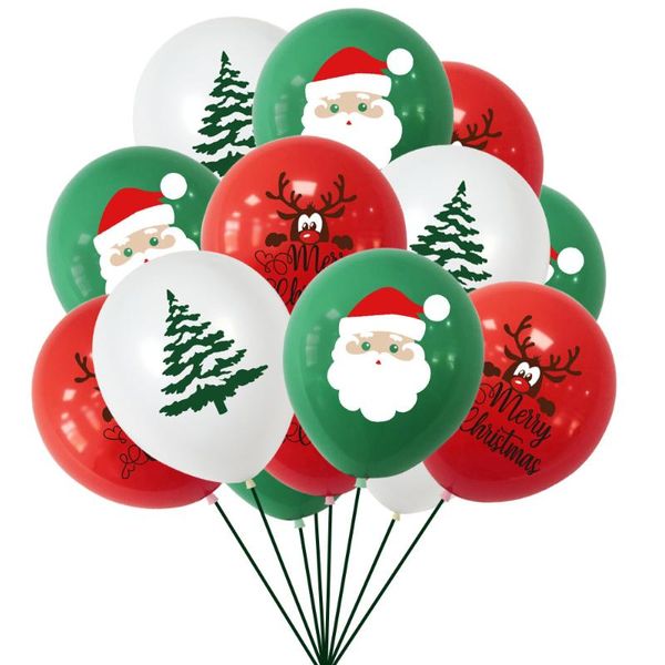 

10pcs 12 inch christmas day latex balloon santa claus christmas tree elk merry holiday room decoration balloons