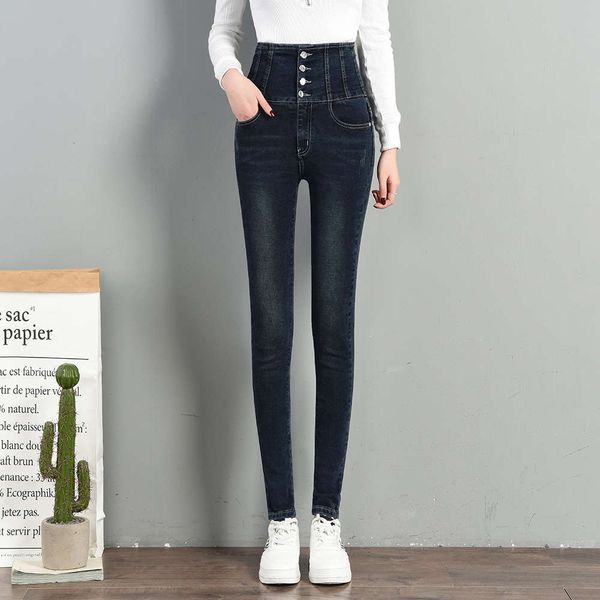 

women's big leg winter jeans pants, Blue