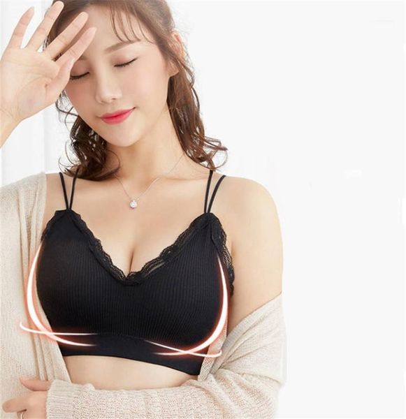 

lace camisoles sports tanks without underwire fashion japanese styles macarons color girls underwear women designer, Black;white