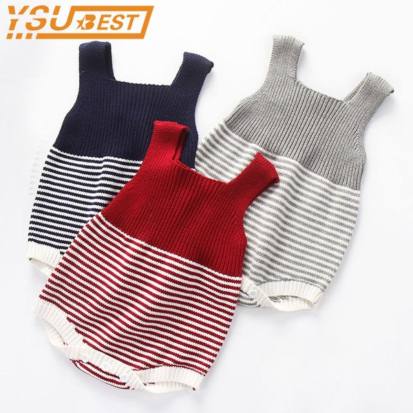 

new baby boys girls knit romper girls one-pieces clothes kids suspender sleeveless romper baby boys crochet autumn clothes 201030, Blue