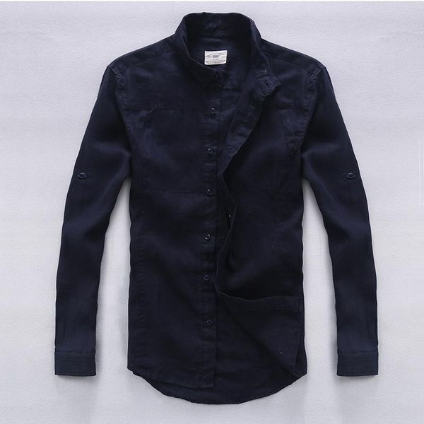 

summer long sleeve shirt men casual linen mens shirt brand clothing turn-down collar men shirts pure business shirts man chemise, White;black