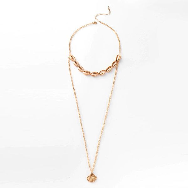 

fever&most popular women fashion sea beach conch shells necklace simple bohemian gold chain choker pendant necklace jewelry, Silver