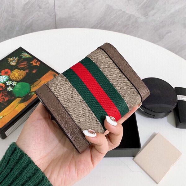 

2021 luxury women cowhide purses fashion square wallets 3-fold designers lady purses clutch bags card holders panelled letter gc21010601, Red;black