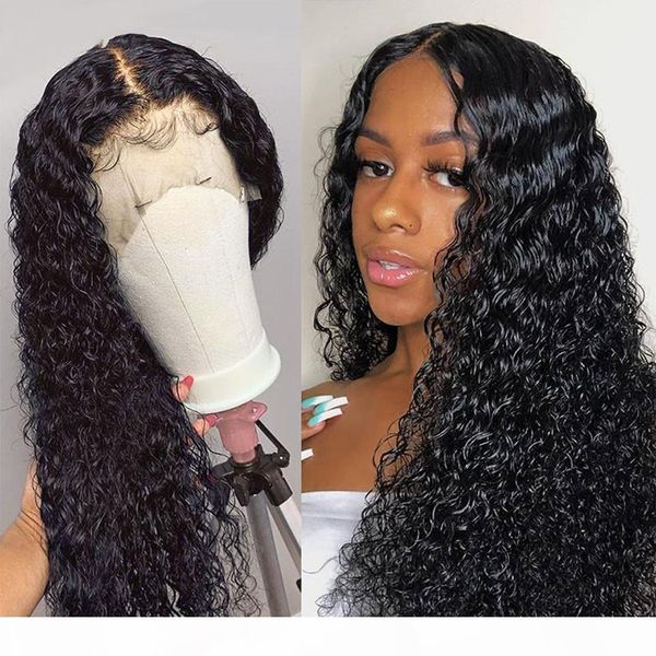 

5x5 pu silk water wave wig malaysian lace front human hair wigs for black women pre plucked human hair wigs deep part, Black;brown