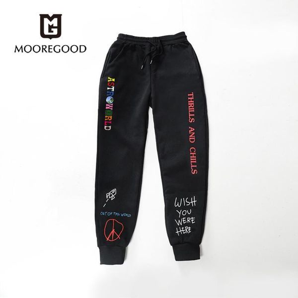 

mooregood quality fleece trousers travis scoastroworld letter print women men jogging pants hip hop streetwear men sweatpant1, Black