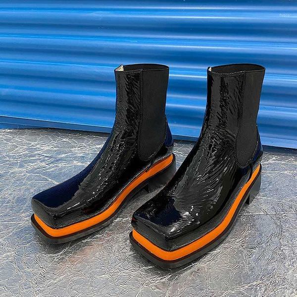 

boots 2021 unique design genuine leather ankle women special toe cap fashion winter shoes1, Black