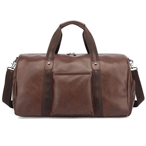 

portable large-capacity sports gym bag pu retro excursion luggage bag