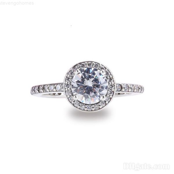 

sterling real wedding jewelry 925 women gift silver cz diamond rings for pandora classic elegance ring original box set, Slivery;golden