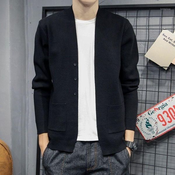 

spring and autumn cardigan men's v-neck fashion thin sweater coat trend casual wear boys knitted, White;black