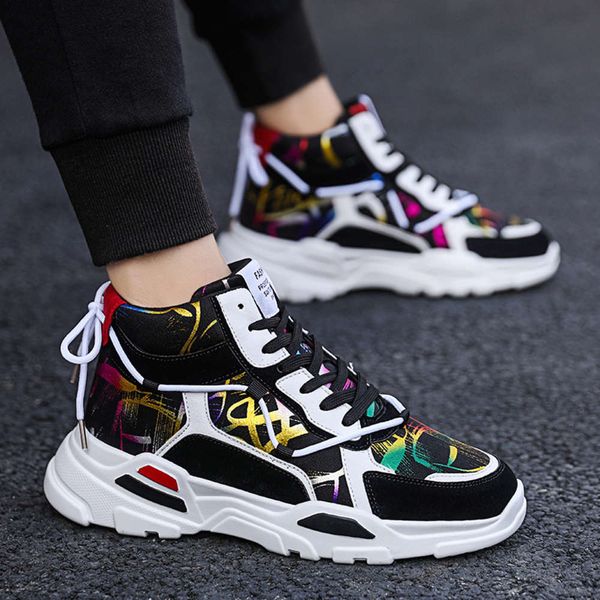 

autumn new breathable hip-hop leisure sports korean fashion men's running basketball boost shoes for men sneaker, White;red