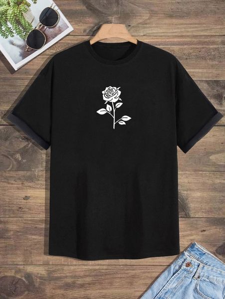 

men floral print tee f7nm#, White;black