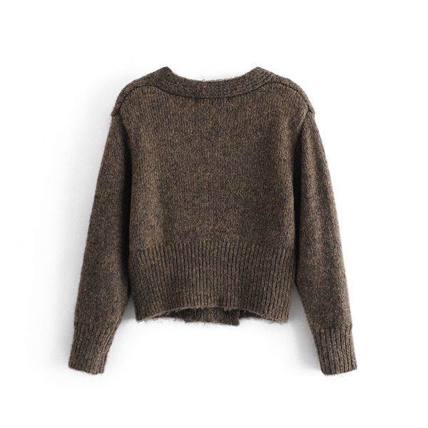 

2021 new cropped knitted woman sweater winter fluffy v neck long sleeve short button-down cardigan female warm tunic bhnv, White;black