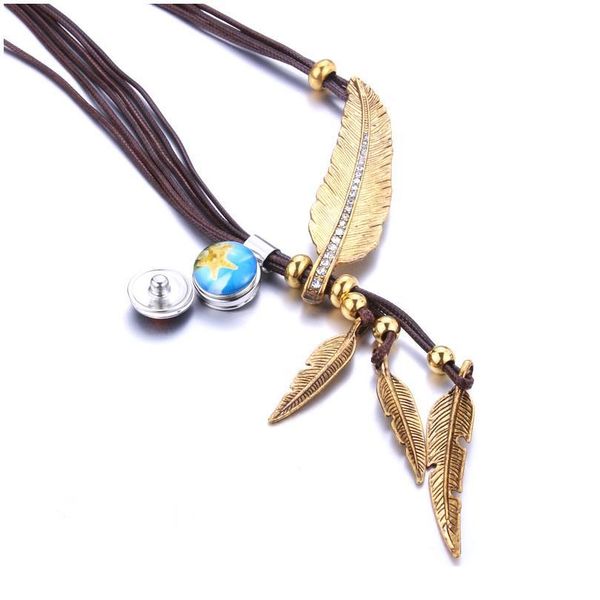 

2 colors wing leather necklace snap button pendant necklace charms fashion 18mm snaps button diy jewelry gift for wo jlljin, Silver