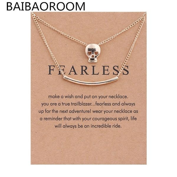 

12pcs golden plated fearless skull blance billet alloy clavicle bones pendant short necklace 200929