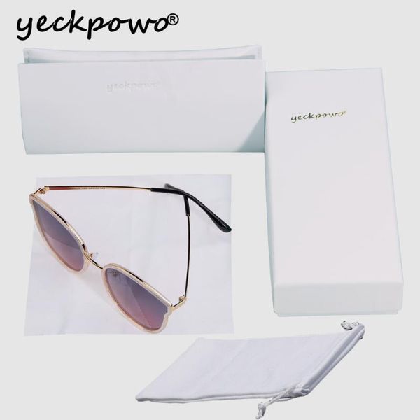 

yeckpowo brand sunglasses women 2020 polarised sunglasses cat eye women polarized uv400, White;black