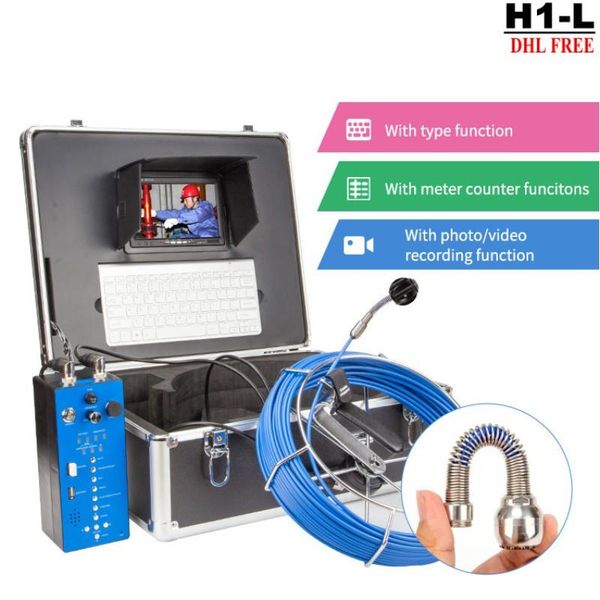 

h1 recordable drain & duct inspection pipe inspections camera system with meter counter keyboard
