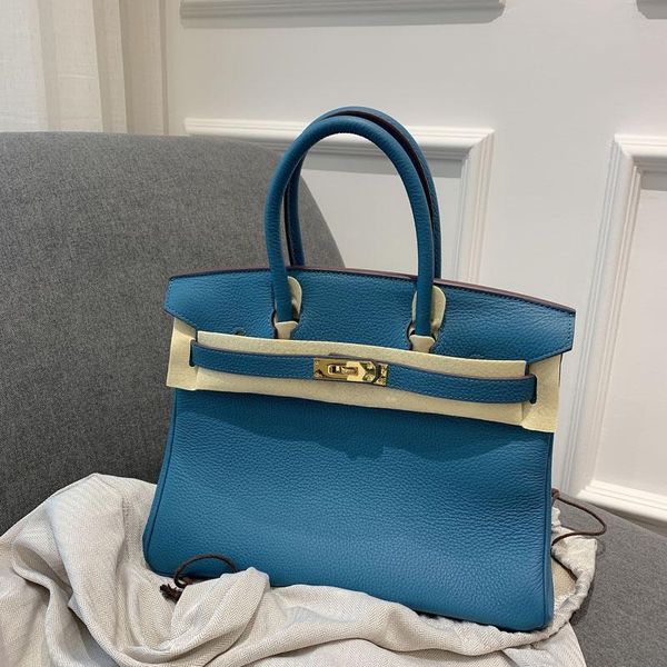 

customized high-end layer tote cowhide peacock blue platinum womens bag shoulder crossbody handbag, Black;red
