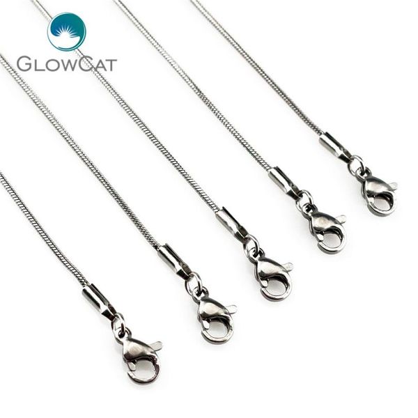 

5pcs/lot varisized rainbow color silver color 1.2mm stainless steel snake chains necklace link chain jewelry making wmtufy
