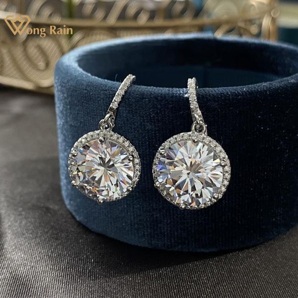 

dangle & chandelier wong rain 100% 925 sterling silver round cut created moissanite gemstone drop wedding earrings fine jewelry wholesale