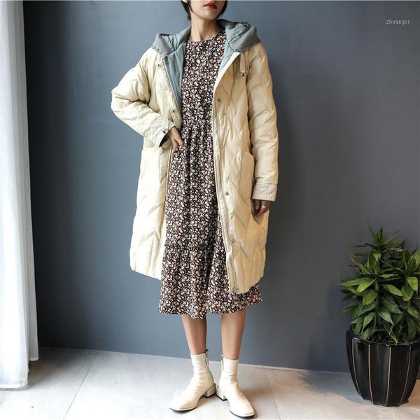 

winter selling women's down jacket fashion all-match over-knee warm jacket women outdoor leisure mid-length cotton1, Black