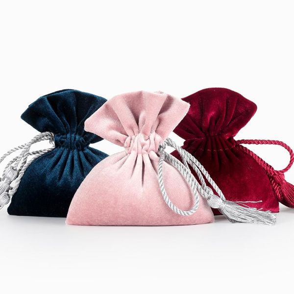 

12*14cm tassel velvet bag drawstring candy pouch packing bags wedding gift bag