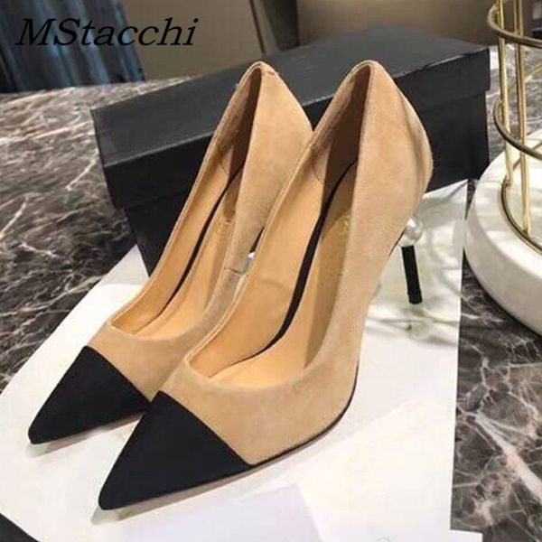 

mstacchi woman fashion pointed toe pumps genuine leather pearl high heels shoes woman spring mix color dress wedding shoes woman lj201112, Black