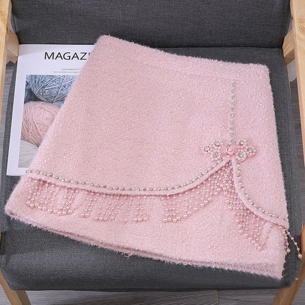 

2021 new autumn and winter of cashmere burgle fine high-to-line pink female skirt y371 ewwi, Black