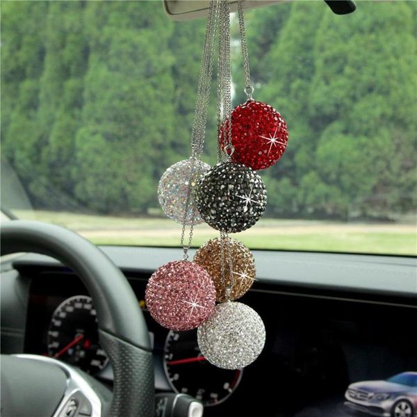 

car rear view mirror rhinestones ball pendant hanging ornament interior decor