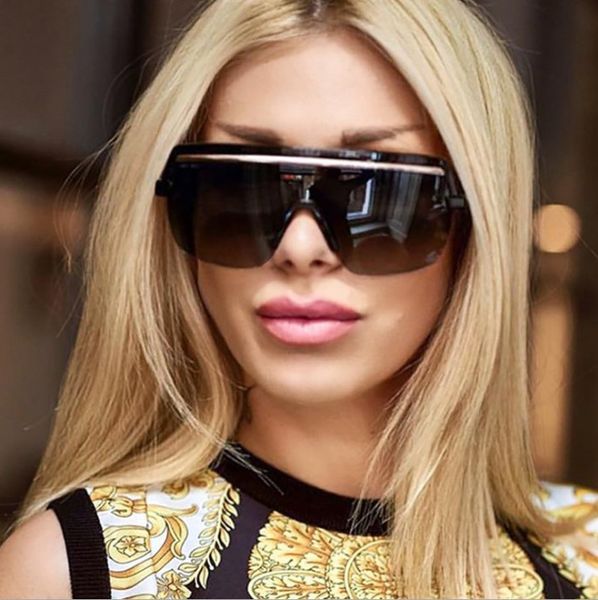 

5 factory discount fine quality charming big frame womans personality golden eyebrow sunglasses mens one-piece ocean lens glasses wholesale, White;black