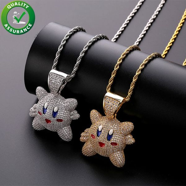 

роскошная ожерелье iced out подвеска hip hop ювелирные изделия мужские золотая цепь подвески bling алмазный мультфильм шарм рэпер модные акс, Silver