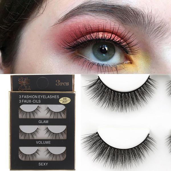

false eyelashes 3 pairs natural thick makeup real 3d mink lashes soft eyelash extension fake eye