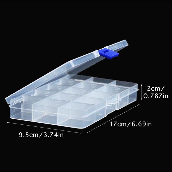 

jhnby регулируемое 15 слоты пластиковые jewelry box case для хранения ремесло контейнер для бусин серьги кольца прямоугольник дисплея подаро