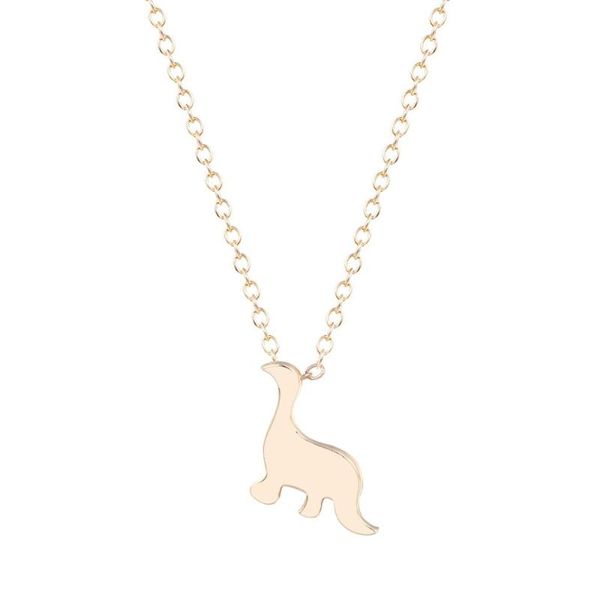 

pendant necklaces women girl gold chain small dinosaur & female clavicle colier statement bijouterie party jewelry, Silver