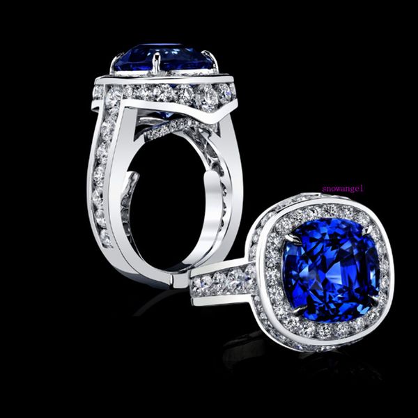 

new ring europe and the united states wind artificial blue gem female ring alloy water drill ring, Silver