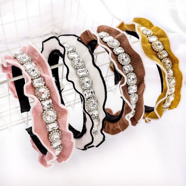 

hair accessories super sparkly rhinestone headband for women girls fabric knitted headwear solid color hairband