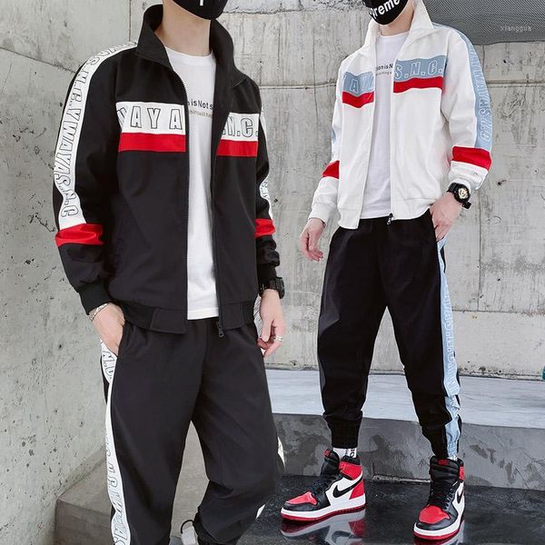 

hooded men sportswear sets spring autumn 2020 casual tracksuit men two piece suit hoodies sweatshirt + sweatpants male sweatsuit1, Gray