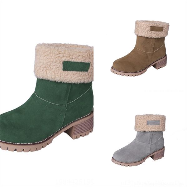 

wya boot winter fashion snowcross autumn women shoes leather shoesboots women thick boots bootshigh-heeled heel large, Black
