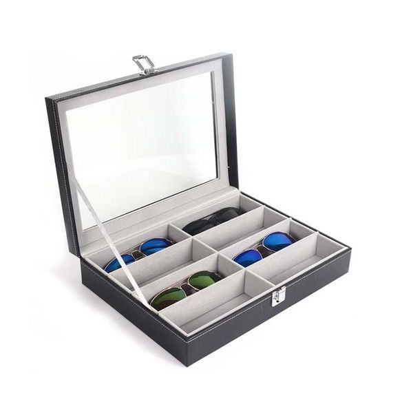 

mordoa new 8 slots eyeglasses солнцезащитные очки faux кожаный хранение организатор организатор дисплей, Pink;blue