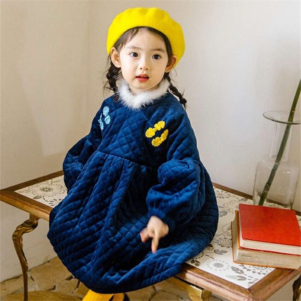 

baby girls' winter net red foreign sle children's personali fashion korean version thickened cotton princs drs, Red;yellow