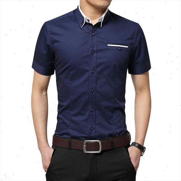 

quality party brand mens summer business cotton shirt short sleeves turn down collar tuxedo men dress shirts plus size  5xl, White;black