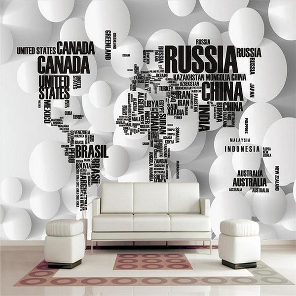 

wallpapers custom mural 3d alphabet map wallpaper for walls circle embossed wall covering living room home decor white and black