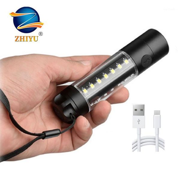 

flashlights torches zhiyu ultra bright t6 cob usb rechargeable camping working lamps big small 14500 18650 flash lights 6 modes wholesale1