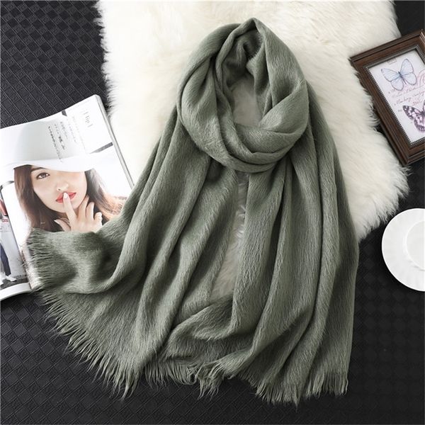 

hijab selling new winter warming thickening pure cashmere scarf female shawl bandana cachecol women scarves pashmina y201007, Blue;gray