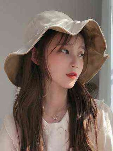 

spring summer bucket hat women fashion two-sided sun hats lady fisherman cap gorras accessories for g220311, Blue;gray