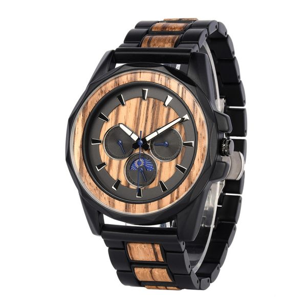 

watches chronograph watch timepieces relogio masculino luxury stylish military metal men wooden quartz great gift for men xfakd, Slivery;brown