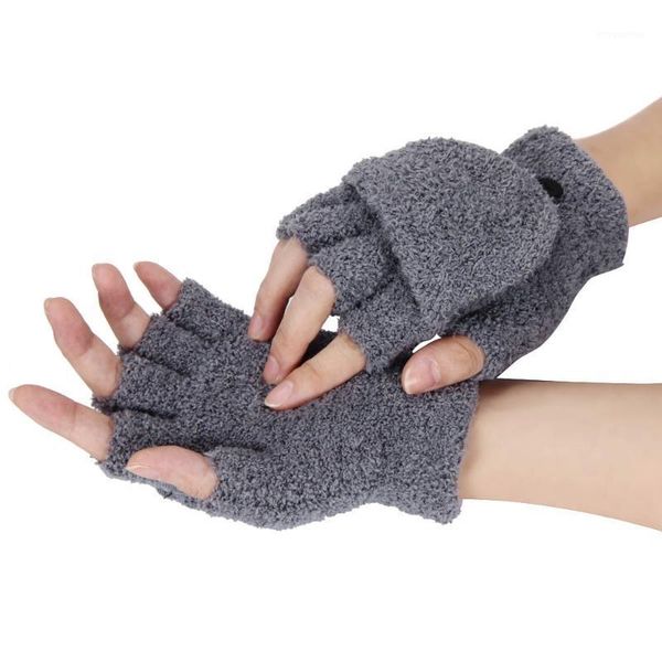 

girls women ladies hand wrist warmer winter fingerless gloves mitten cute warm plush gloves mittens warmers accessories 20201, Blue;gray